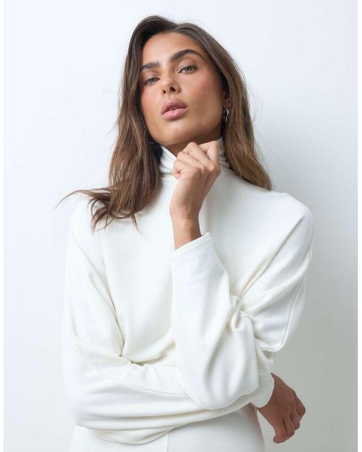 ASOS White Supersoft Drape Batwing Midi Dress