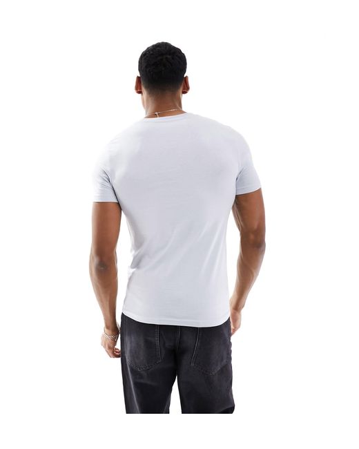 Camiseta gris claro ajustada ASOS de hombre de color White
