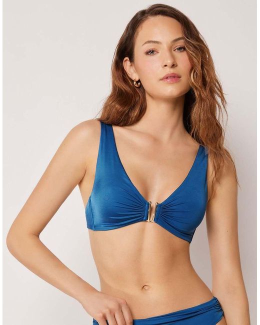 Calzedonia Blue Shiny Satin Brassiere Bikini Top