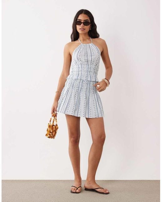 Mango Gray Teen Halterneck Shir Waist Top Co-ord