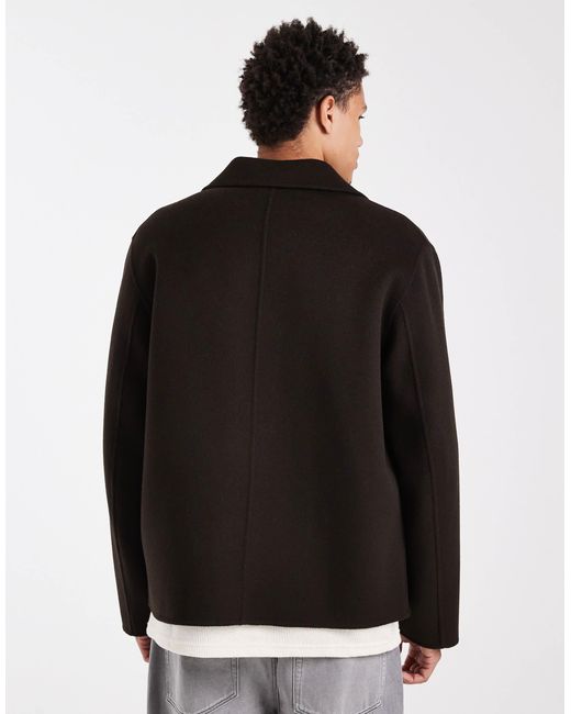 Veste style workwear double épaisseur en laine mélangée - marron foncé ARKET pour homme en coloris Black