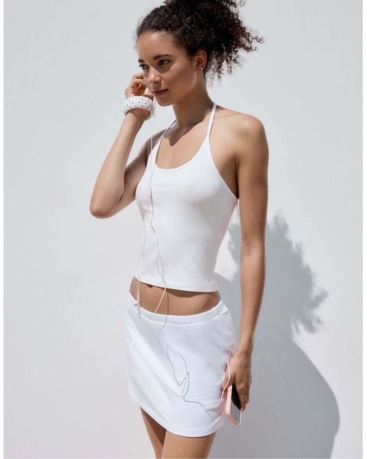 Stradivarius White – basic – neckholder-oberteil aus strick