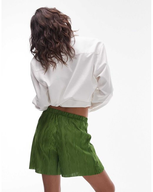 Short ample plissé - olive TOPSHOP en coloris Green