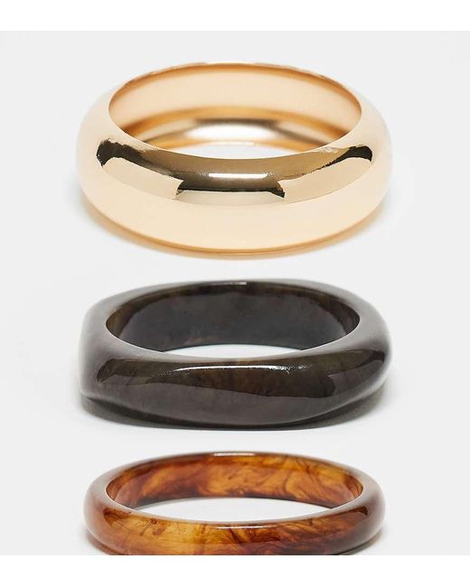 Pack De 3 Pulseras Rígidas De Varios Colores De Resina Con Detalle De Metal De Edición Limitada De Asos Design Curve ASOS de color Gray