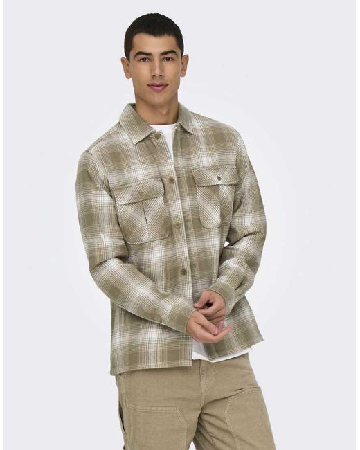 Camicia Color Grifone di Only & Sons in Gray da Uomo