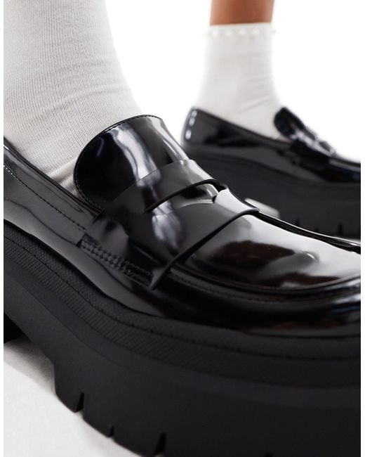Pull&Bear Black Chunky Loafer Shoe