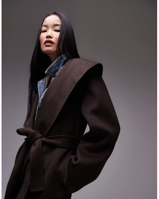 ARKET Wool Double Layer Belted Maxi Coat in Black Lyst