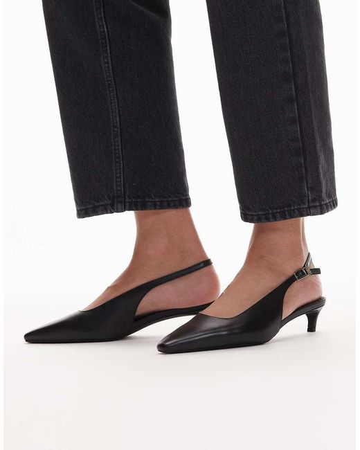 Tommy Hilfiger Black Slingback Kitten Heels With Buckle Detail