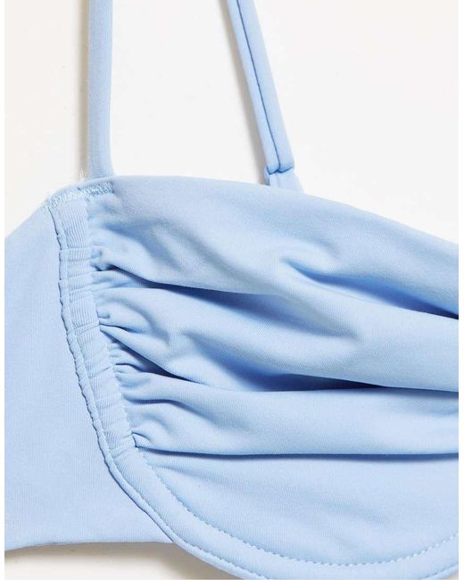 Pull&Bear Blue Draped Balconette Bikini Top