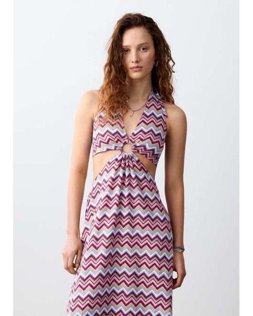 Mango Red Teen Halterneck Cut Out Maxi Dress