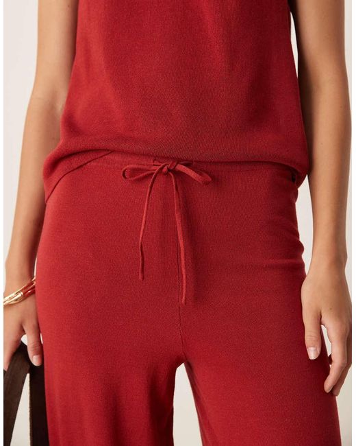 Mango Red Knitted Co-Ord Drawstring Trouser