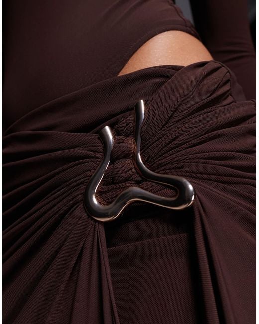 Wanderdoll Purple Triple Layered Mesh Metal Hardware Gathered Waist Detail Maxi Skirt Co-ord