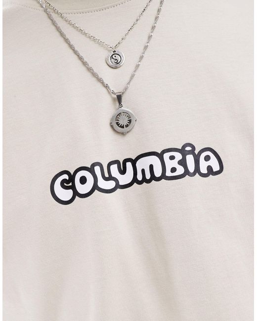 Camiseta color piedra con estampado en la espalda hike happiness ii exclusiva en asos Columbia de hombre de color White