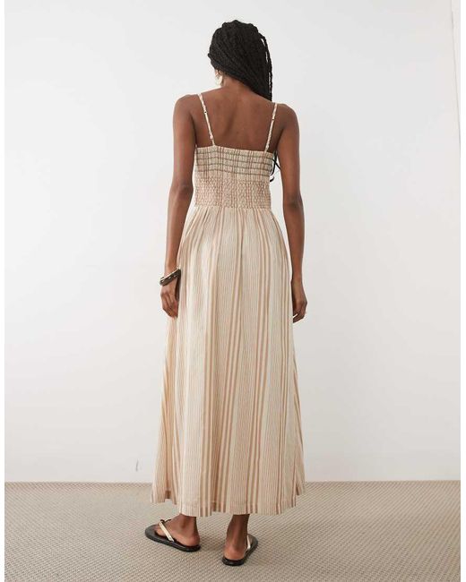 Abercrombie & Fitch Natural Scoop Neck Dipped Waist Maxi Dress