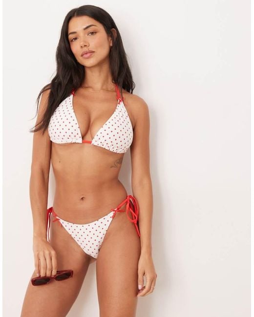 Peek & Beau White Polka Dot Print Tieside Bikini Bottom