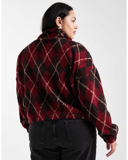 ONLY Red Zip Through Teddy Fleece