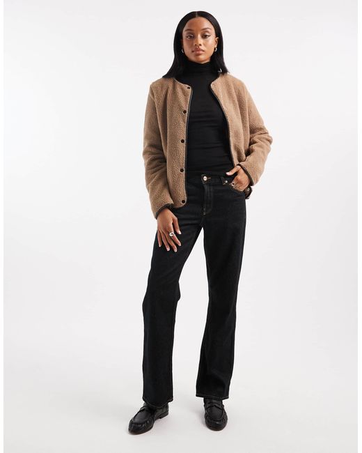 Vero Moda Natural Lightweight Contrast Teddy Jacket
