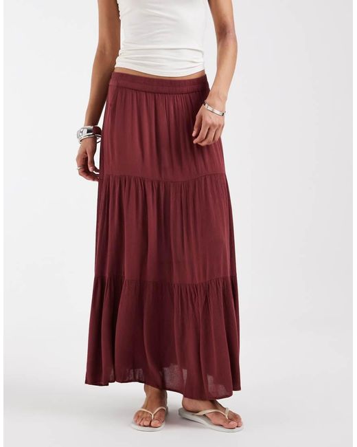 ONLY Red Tie Maxi Skirt