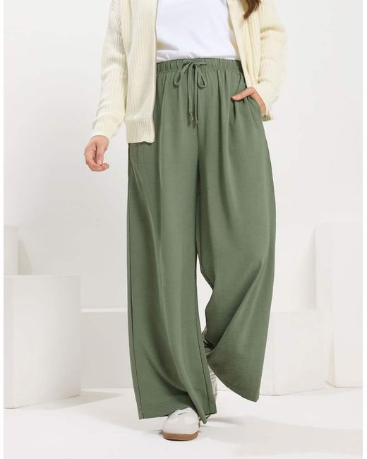 Yours Clothing Green Twill Wide Leg Trousers