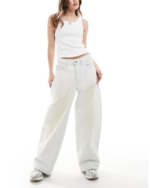 Monki White peggy Low Waist Super baggy Jeans