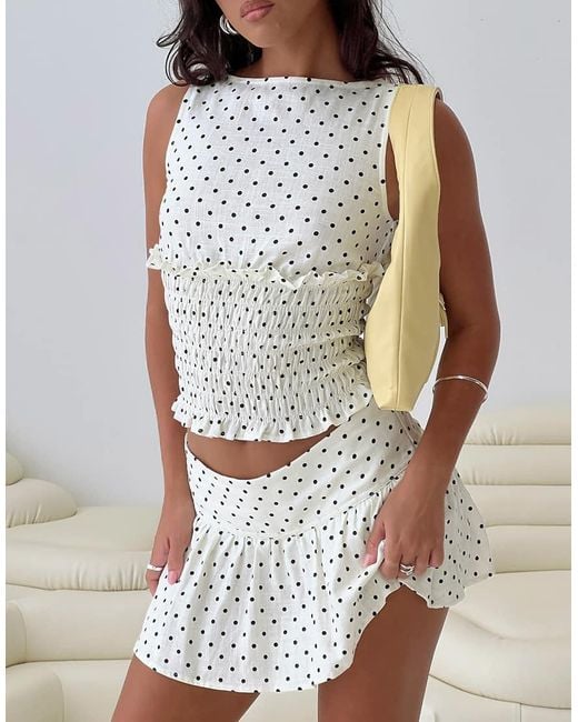 Princess Polly White Tovie Linen Blend Drop Waist Detail Mini Skirt Co-ord
