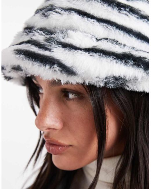 Pieces Black Faux Fur Bucket Hat