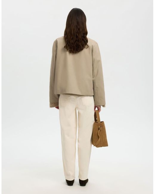 SELECTED Natural Short Jacket With Contrast Collar