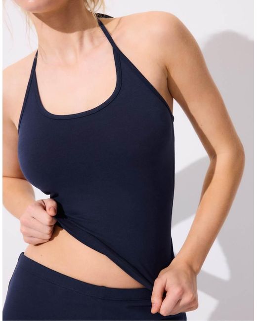 Stradivarius Blue Knit Halter Top