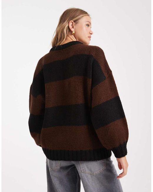 Jersey A Negras Y Marrón Chocolate Extragrande Con Cuello Redondo De ASOS de color Black