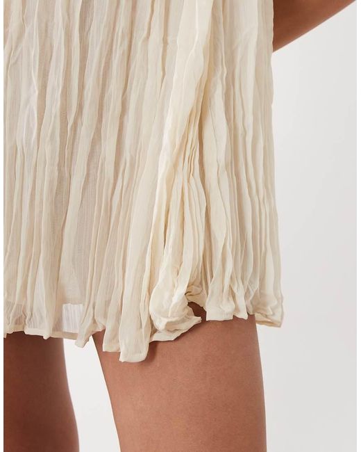 Mango Natural Textured Embroidered Mini Dress