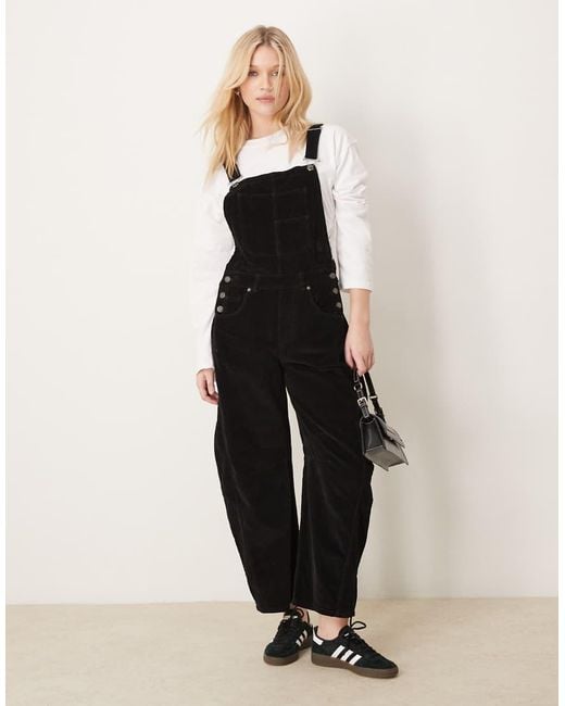 Free People Black Relaxed Cord Dungarees