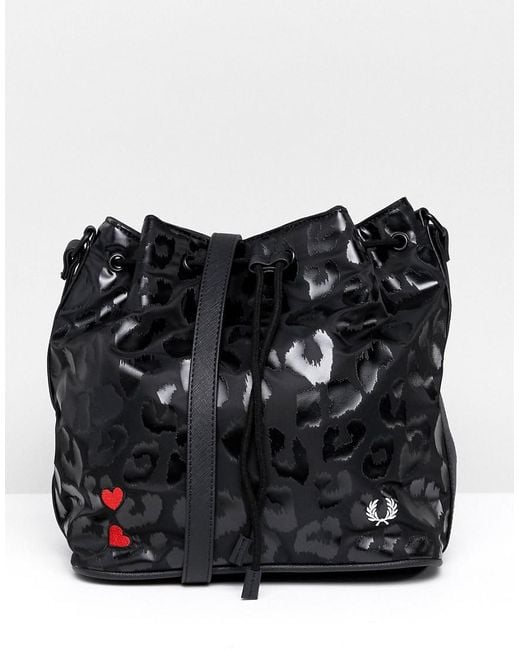 Fred Perry Black X Amy Winehouse Foundation Leopard Bucket Bag