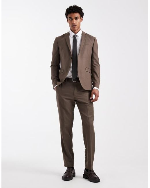 Jack & Jones Brown Premium Super Slim Suit Jacket for men