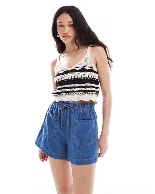 Pantalones Cortos Vaqueros Sin Cierres De ASOS de color Blue