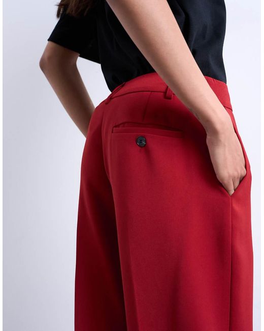 TOPSHOP Red Co Ord Mid Rise Clean Straight Trouser