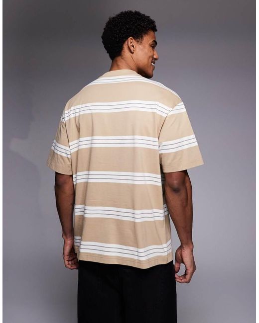 HUGO Gray Nolisto Striped T-shirt for men