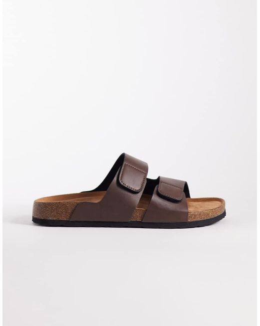 Jack & Jones Brown Faux Leather Strap Sandals for men