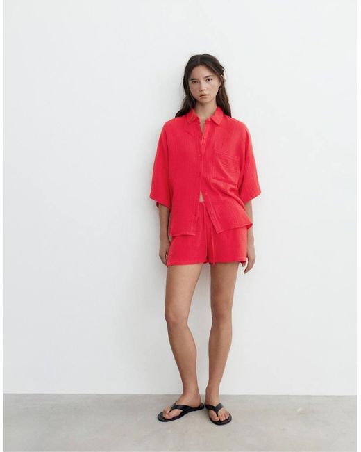 Camicia A Maniche Corte di Pull&Bear in Red