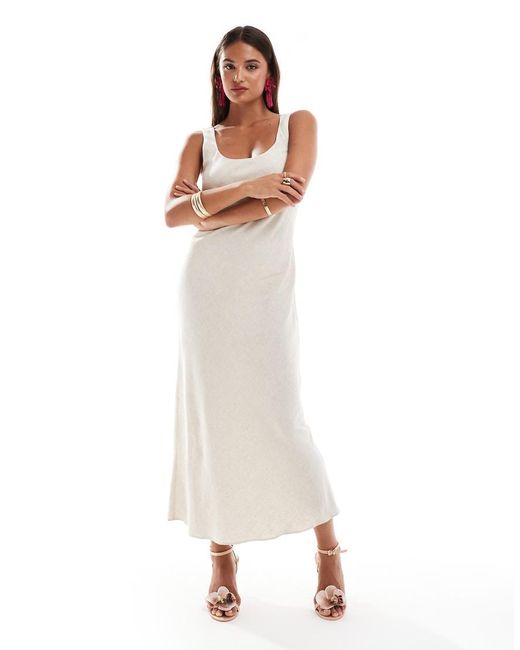 Vestito Midi Sporco Con Scollo Rotondo di New Look in White