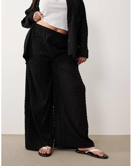 Esmee Curve Black Esmee Plus Textured Beach Trouser Co-ord