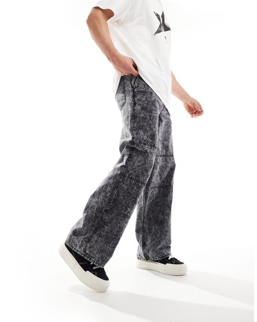 Micha - pantalon workwear avec coutures visibles - délavé Weekday pour homme en coloris White