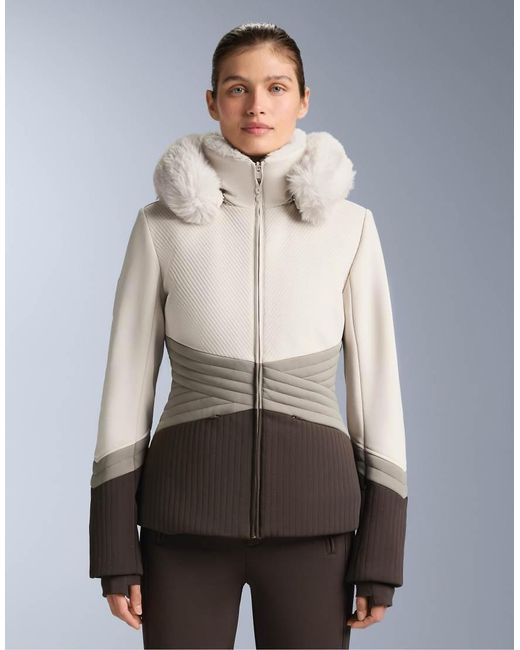 Oysho Natural Super-Fitted Water-Resistant Colour-Block Primaloft Ski Jacket