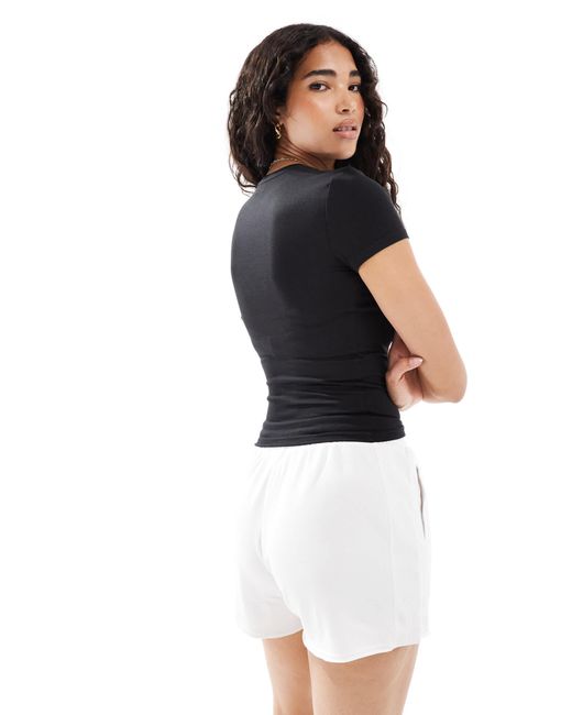Miss Selfridge Black Sculpted Short Sleeve Tee