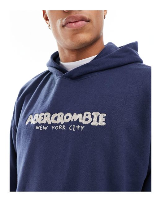 Sudadera con capucha y logo bordado Abercrombie & Fitch de hombre de color Blue
