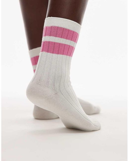 Calze Bianche A Coste Con Polsino Rosa A Contrasto di & Other Stories in White
