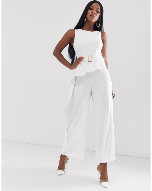 white peplum jumpsuit