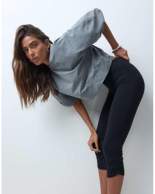 ASOS Blue Seamless Capris With Ruched Hem Detail
