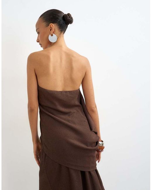 TOPSHOP Brown Crinkle Asymmetric Bandeau