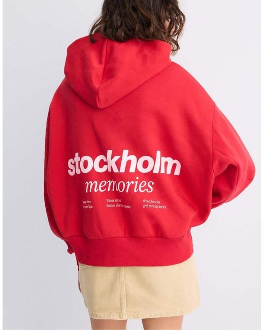 Stradivarius Red Zip-Up Hoodie