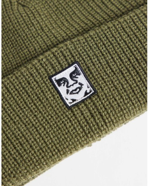 Obey Beanie mit icon-patch und rippstrickbündchen in Green für Herren